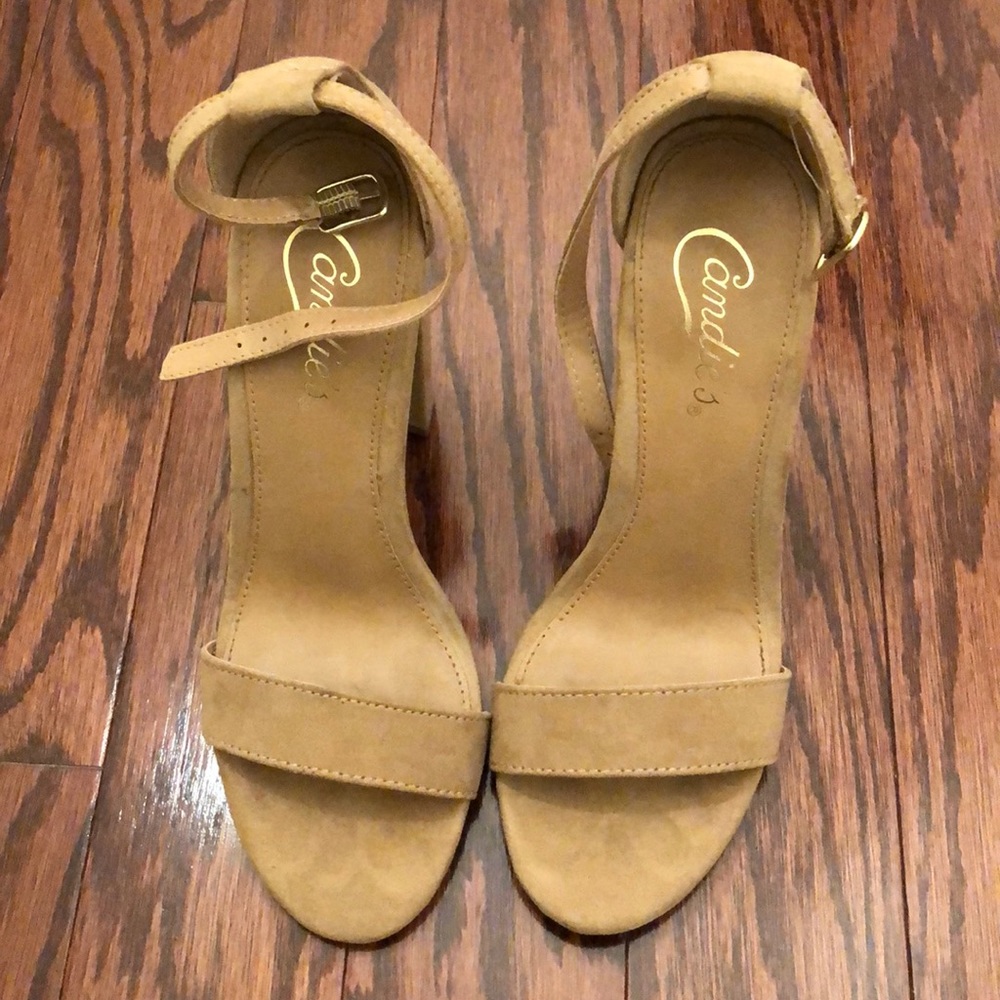Nude suede heels